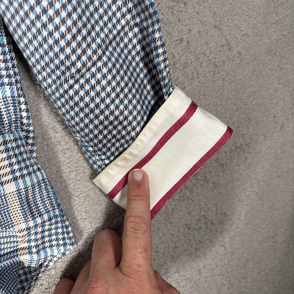 Robert Graham Shirt Men’s Size 2XL Houndstooth Plaid Flipcuff Mixed Media Luxury - Picture 12 of 16